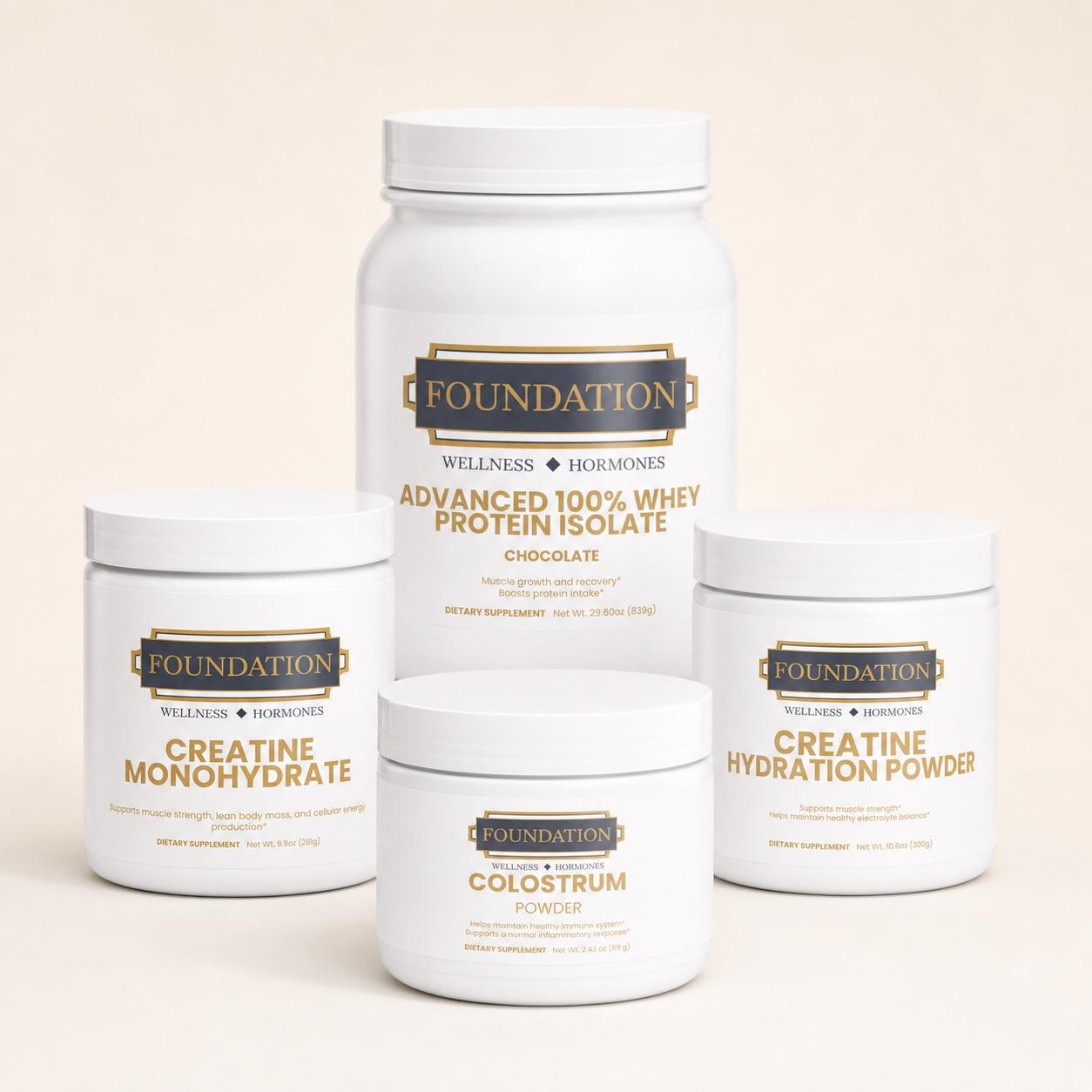 Performance and Recovery bundle products arranged together